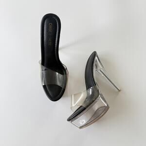 Chase + Chloe Heel Shoes Womens Size 8.5 Clear Platform Open Toe Mule Slip On